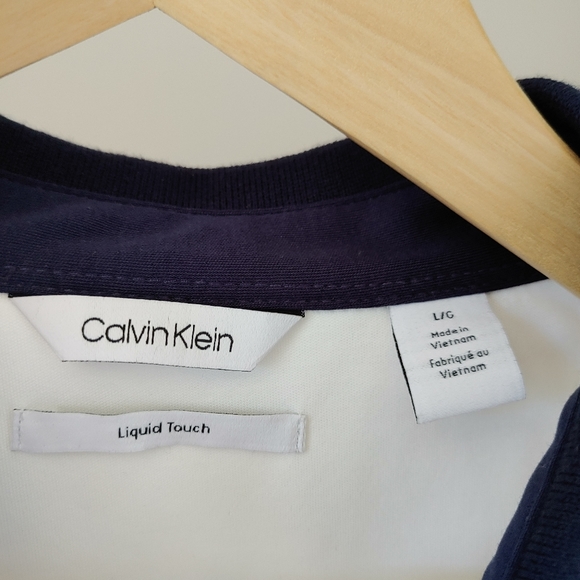 NWT Calvin Klein Liquid Touch Polo T-Shirt Size Large Cotton White - Picture 12 of 13